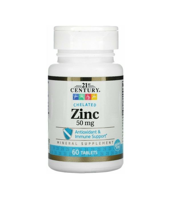 21st Century Zink Chelated 50 мг, 60 таблеток