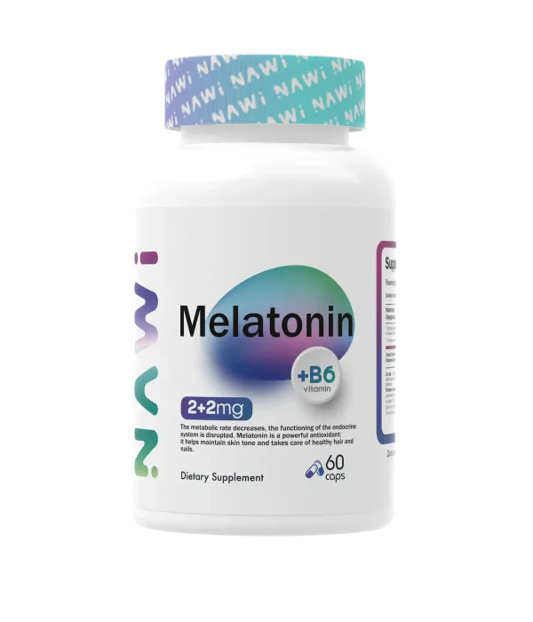 NAWI Melatonin + B6 2 мг, 60 капсул