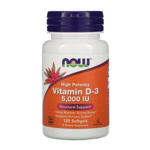 NOW Vitamin D-3 5000 IU, 120 капсул