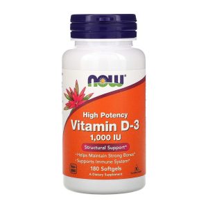 NOW Vitamin D-3 1000 IU, 180 капсул